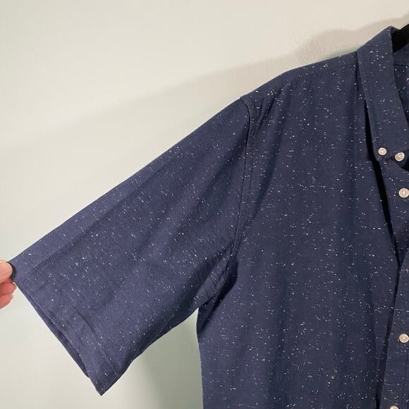 Flint And Tinder Navy Speckle Fabric Slim Fit Short Sleeve Button Up Shirt XXL - Picture 5 of 8